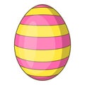 Round easter egg icon, cartoon style
