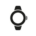 Round Electronic Wearable Smartwatch with Screen Glyph Pictogram. Smartwatch Silhouette Icon. Watch with Wireless