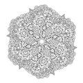 Round element for coloring book. Black and white floral pattern. Royalty Free Stock Photo