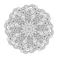 Round element for coloring book. Black and white floral pattern. Royalty Free Stock Photo