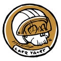 Moto biker theme, icon. Cafe racer. Golden, white