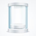 Round Empty Glass Showcase for Exhibit. Vector