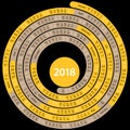 Round 2018 english calendar