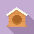 Round enter dog kennel icon flat vector. Wooden design Royalty Free Stock Photo
