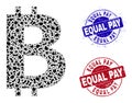Bitcoin Symbol Mosaic of Spalls with Equal Pay Textured Rubber Imprints