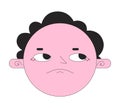 Round face disappointed 2D linear vector avatar illustration Royalty Free Stock Photo