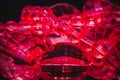 Bokeh red faceted crystal beads.