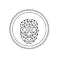 Round facial recognition identification scan line art vector icon for apps and websites - Vector