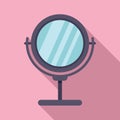Round fashion mirror icon flat vector. Glamour face
