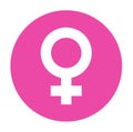 Round Female Symbol in Pink Color. Flat Design Style. Vector Gender Symbol Simple Silhouette