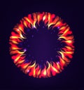 Round fiery frame with sparks.