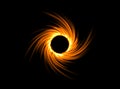 Round fire frame. Fire eclipse or fire swirl