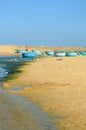 Round fishing boats on the beach in Viet Nam