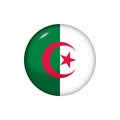 Round flag of Algeria. Vector illustration. Button, icon, glossy badge