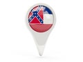 Round flag pin with flag of mississippi. United states local fla Royalty Free Stock Photo
