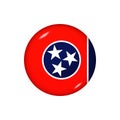 Round flag of Tennessee. Vector illustration. Button, icon, glossy badge