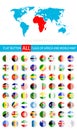 Round Flat Button Flags Of Africa Complete Set and World Map Royalty Free Stock Photo