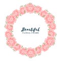 Pink chrysanthemum floral circle border