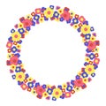 Round floral frame. Circle flower wreath. For greeting card, wedding , birthday card, invitation.