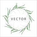 Round floral frame of delicate geometric wild leaves Royalty Free Stock Photo