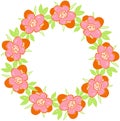 Round floral frame with spring flowers