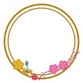 Round floral frames. flower japan style. Illustration. Frames, Circles