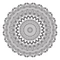 Round floral vector mandala pattern. Ornamental black and white ethnic background. Monochrome lines tribal ornament with Royalty Free Stock Photo
