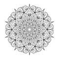 Round flower mandala. Black and white coloring, tatoo