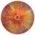 Round fluffy carpet with weave grunge striped centrifugal colorful pattern