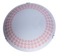 Round flush mount ceiling light wall sconce with red circles pattern isolated on white background Royalty Free Stock Photo