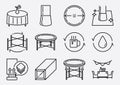 round folding table lineal icon set