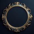 Round frame in art nouveau style with ornament. Retro frame with fairytale and magic decoration. Generated AI. Royalty Free Stock Photo