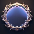 Round frame in art nouveau style with ornament. Retro frame with fairytale and magic decoration. Generated AI. Royalty Free Stock Photo