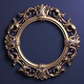 Round frame in art nouveau style with ornament. Retro frame with fairytale and magic decoration. Generated AI. Royalty Free Stock Photo