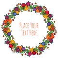 Round frame autumn leaves berries seed garland Royalty Free Stock Photo