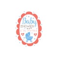 Round Frame Baby Shower Invitation Design Template Royalty Free Stock Photo