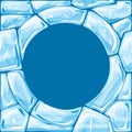 Round frame on blue Ice seamless pattern Royalty Free Stock Photo