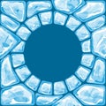 Round frame on blue Ice seamless pattern Royalty Free Stock Photo