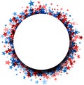 Round frame of blue and red stars on white background Royalty Free Stock Photo