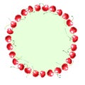 Round frame, border of watercolor single Cherries. Hand drawn bright decoration, images of berry in sketch style Royalty Free Stock Photo