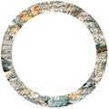 Circular Frame From Collaged Letters and Handwritten Text Isolated on Transparent Background for Creative Design Royalty Free Stock Photo