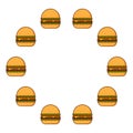 Round frame of cartoon cheeseburgers. Vector illustration Royalty Free Stock Photo