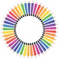 Round frame with colored pencils. Colorful school background. Pencil rainbow pattern. Template border vector Royalty Free Stock Photo