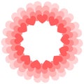 Round frame of coral hearts. Valentine`s day greeting card or wedding invitation