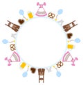 Round Frame Different Octoberfest Icons Pink And Brown Royalty Free Stock Photo