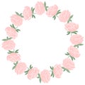 Round frame with flowers. Peonies in a circle, vector. Template for a greeting card or invitation. Delicate floral Royalty Free Stock Photo