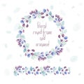 Round frame of flowers and some floral elements. Royalty Free Stock Photo