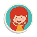 Round frame and girl smiling and redhead