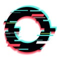 Round frame glitching with turquoise and red digital noise Royalty Free Stock Photo