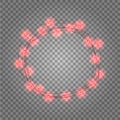 Round frame with glowing lights, garlands of red. Shining light banner. Background on sale, discounts, promotions in the Royalty Free Stock Photo